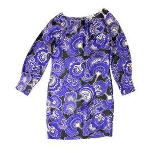 Banana Republic Blue and Black Floral Dress Size 12